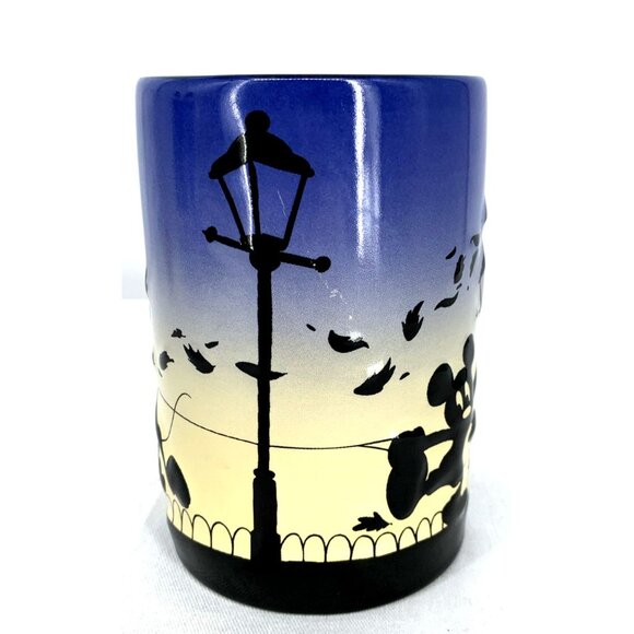 Disney Parks Ceramic Cup Mug Mickey Minnie Mouse Pluto Windy Spooky Leaves 5" - Picture 2 of 7